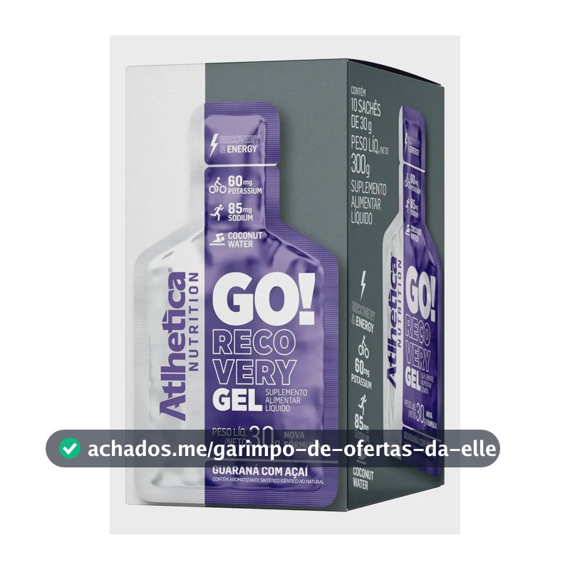 Gel Go! Recovery Gel Energético Sabor Açaí Com Guaraná 10 Un de 30g - Atlhetica Nutrition
