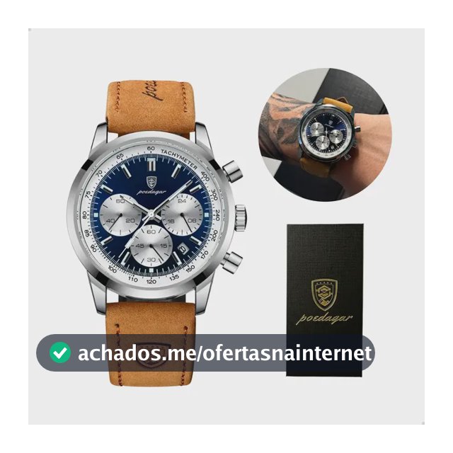 Relógio Luxo Poedagar Masculino Pulseira Em Couro Funcional