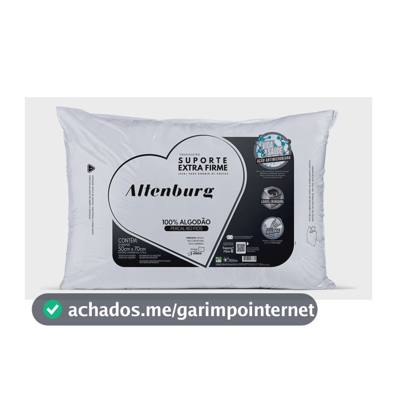 Travesseiro Altenburg Suporte Extra Firme Branco 50x70cm Alt Branco