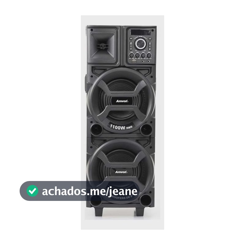 Caixa de Som Amplificada Amvox ACA 1101 Duplo 8 Black 1100W Woofer 8"