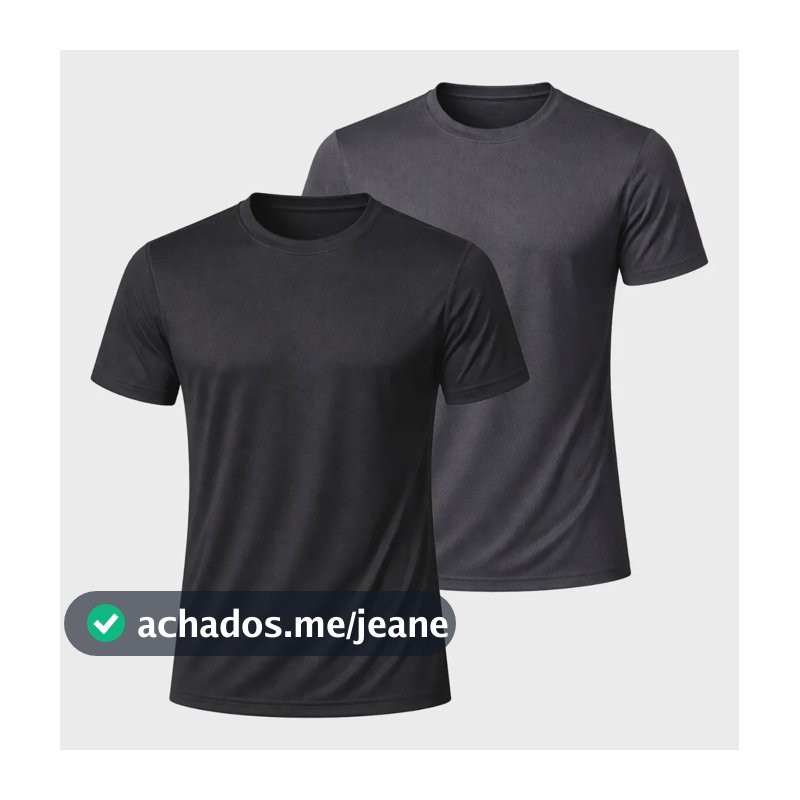 Kit 2 Camiseta Masculina Dry Fit Furadinha Academia Corrida Preto-chumbo Lisa G