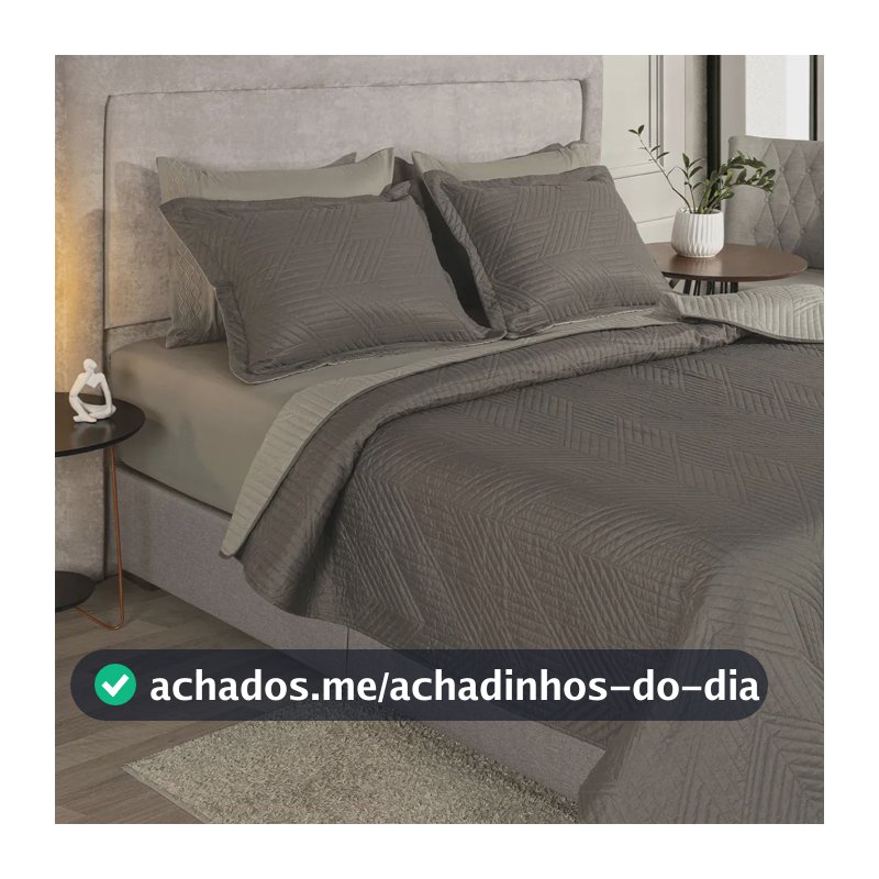 Kit Cobre Leito Colcha Queen 3 Peças Boutis Lisas Dupla Face Porta Travesseiro Aba Americana Oslo Fendi