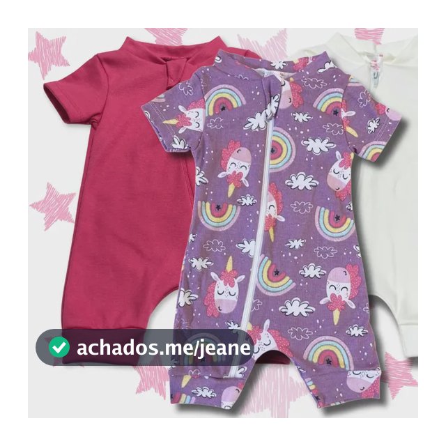 Kit 3 Macacão Estampados Bebe Menina Algodão (p/m/g) Verão