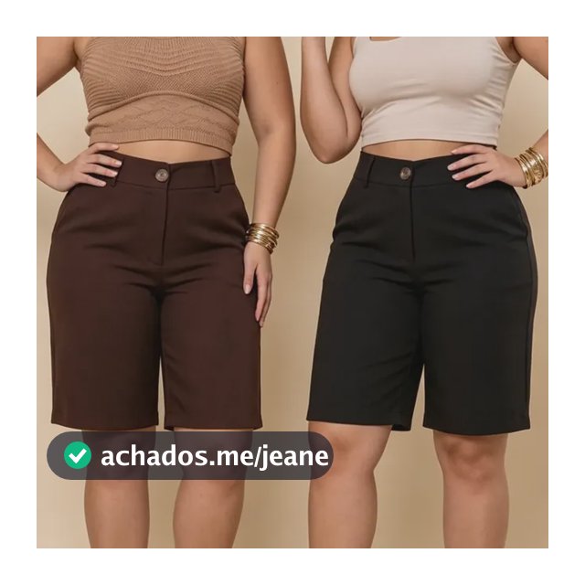 Kit 2pçs Bermuda Feminina Em Linho Short Plus Size Verão