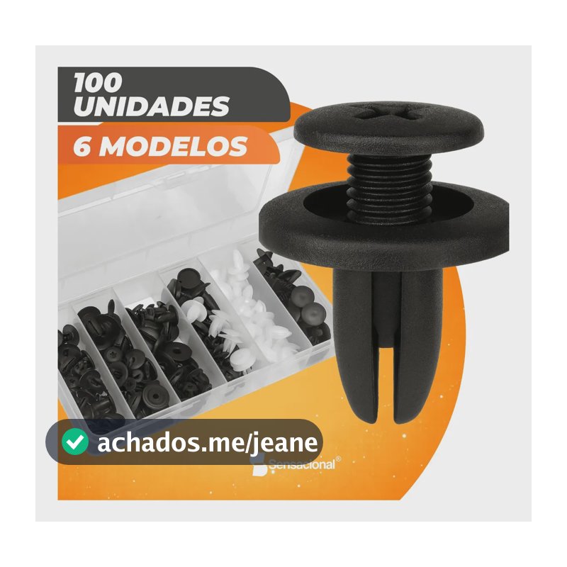 Kit 100 Presilha Grampo Parabarro Parachoque Universal Carro