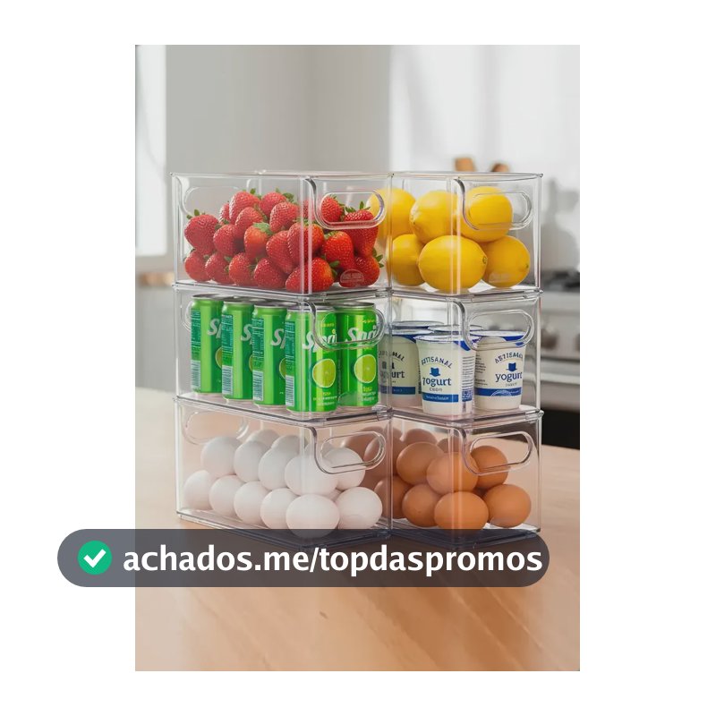 Kit 6 Organizadores Multiuso Geladeira Casa Cozinha Acrílico