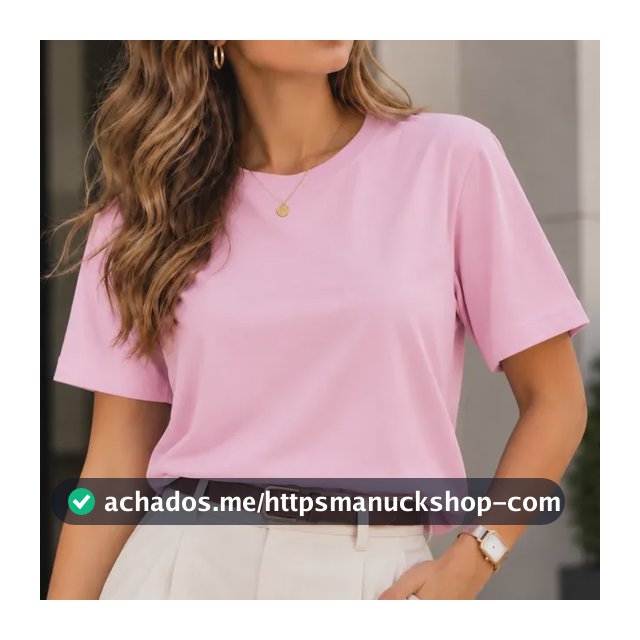 Camiseta T-shit Feminina Malha Peruana Básica Oversized Rosa Liso P