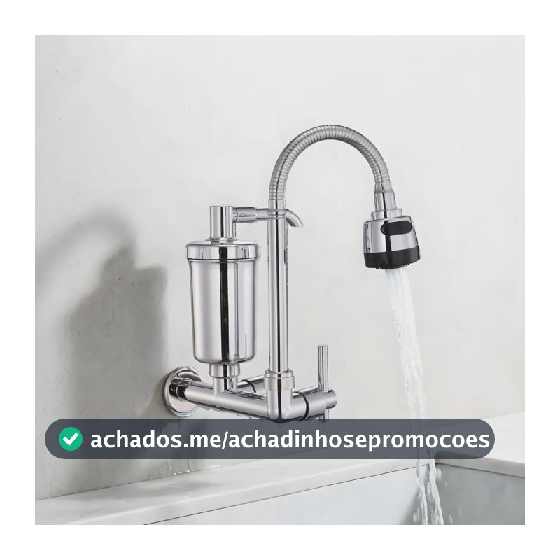 Torneira De Parede Com Filtro Para Cozinha Flexível Parede Prateado Parede