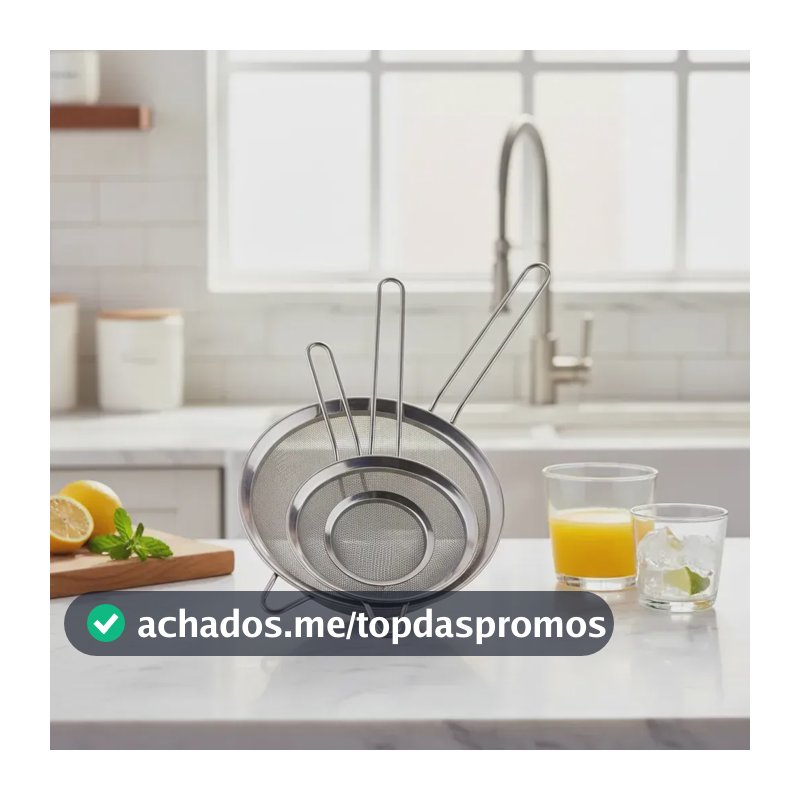 Kit com 3 Peneiras em Aço Inox para Coar, Peneirar e Polvilhar | Ideal para Farinha, Açúcar, Café e Chás 10,14 e 20 cm Yellow Seller
