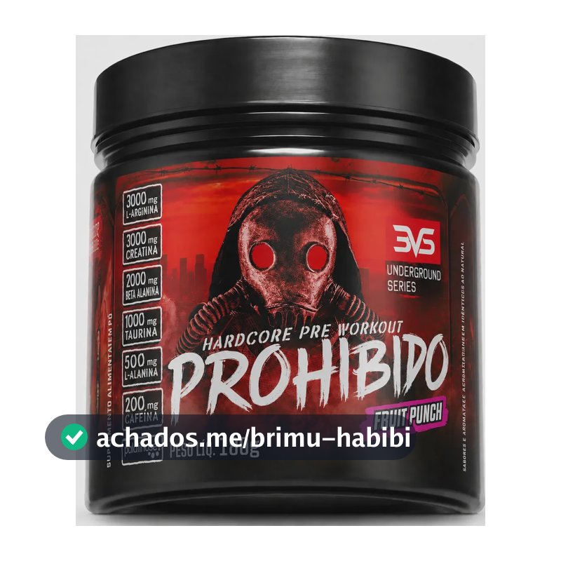 Suplemento Hardcore Prohibido PRÉ TREINO 180g Sabor Fruit Punch