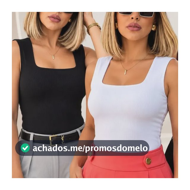 Kit 3 Blusas Regata Feminino Decote Quadrado Alça Grossa