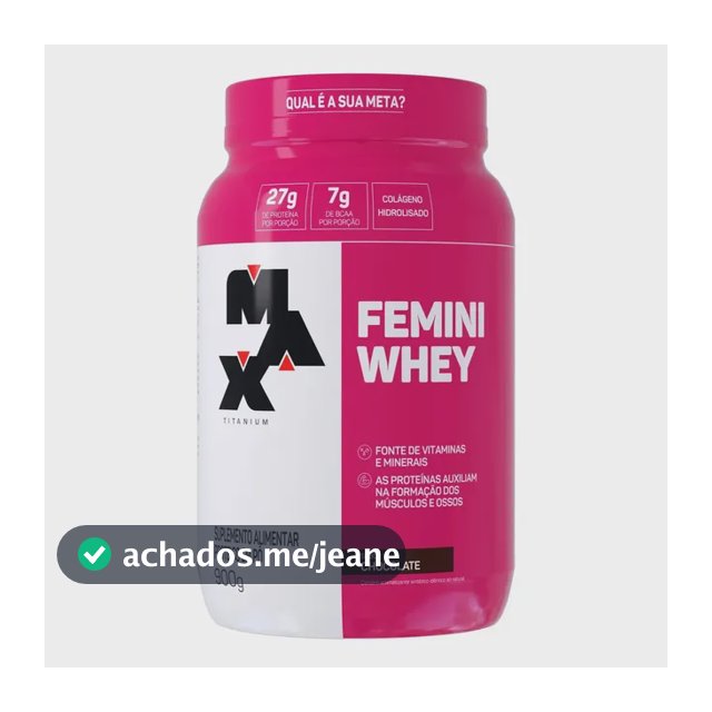Whey Protein 900g Femini Whey Protein Max Titanium Chocolate Proteína E Colágeno
