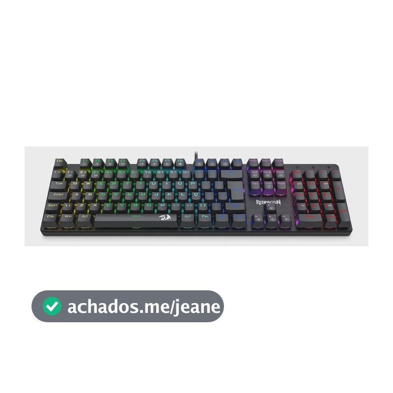 Teclado Gamer Redragon Mecânico Sindri Rainbow Preto Idioma Português Brasil