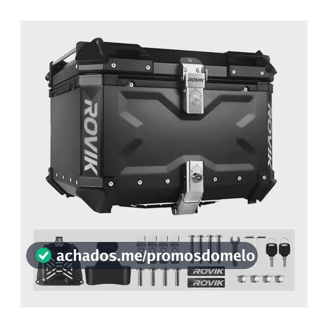 Baú Moto Top Case Traseiro 45 L + Base + Encosto Big Trail Cor Preto