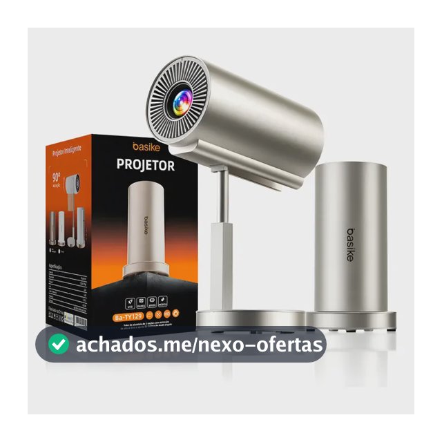 Projetor Basike Inteligente Telescópico com Wi-Fi e Bluetooth, Full HD 4K para Cinema e Jogos