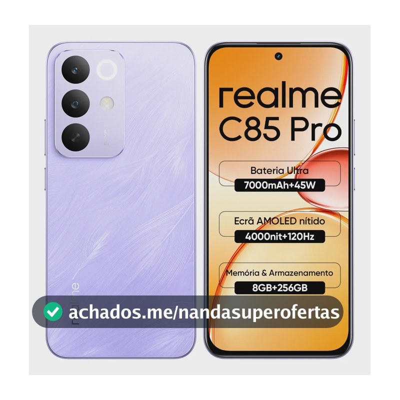 Celular Smartphone Realme C85 Pro 256gb 8gb Ram Dual Sim Bateria 7000mah IP69 Pro Resistência à água Violeta