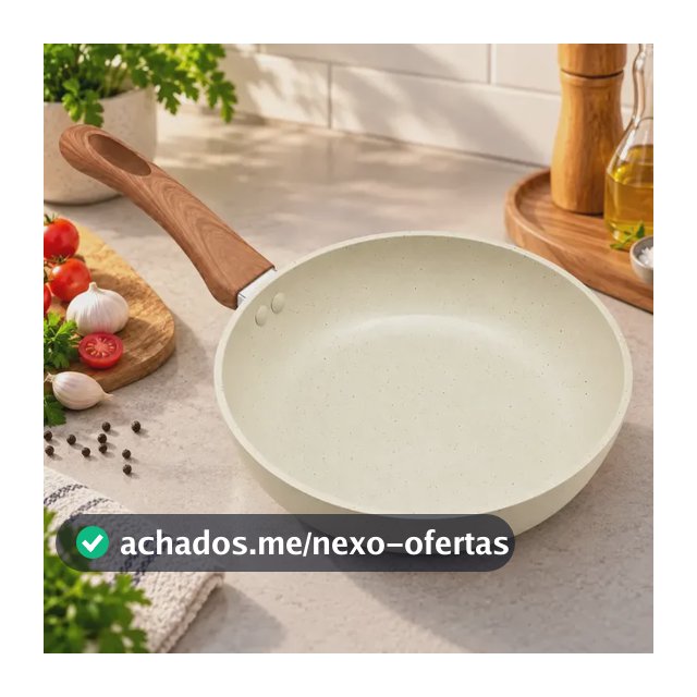 Frigideira Cerâmica Antiaderente Fogão Cooktop Indução Gás Bege 20cm