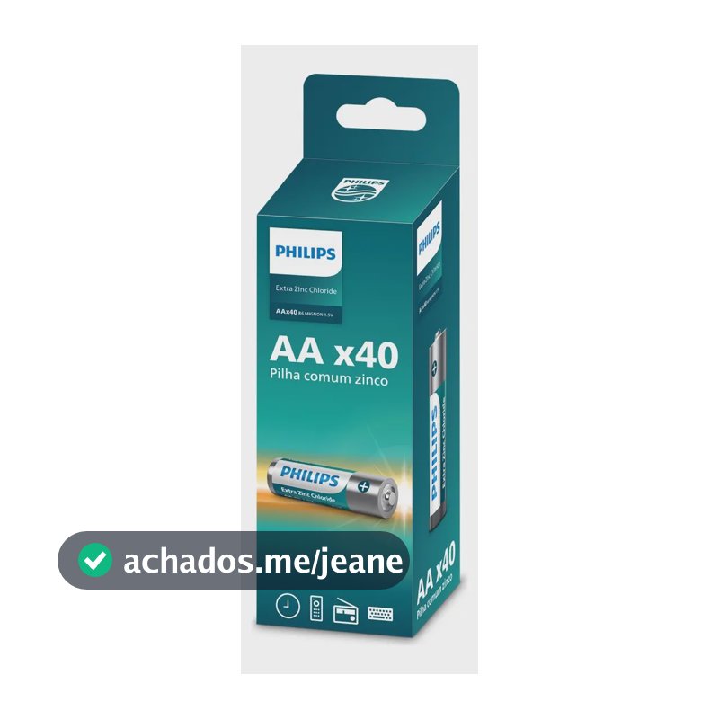 40 Pilhas Zinco Aa Philips Bateria Caixa C/40 Unidades