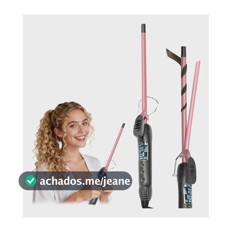 Modelador de Cachos BrisaBras 9mm Cerâmica Revestimento LCD 230°C Rosa Bivolt Duplo