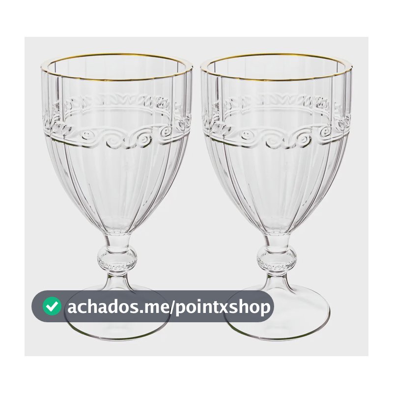 Jogo Taças Cristal Transparente Fio Ouro Imperial 330ml Lyor