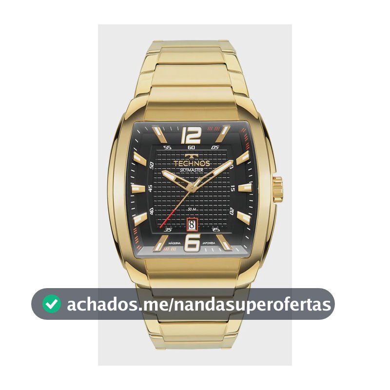 Relógio Masculino Technos Skymaster 2115mwj/1p Dourado Cor do fundo Preto