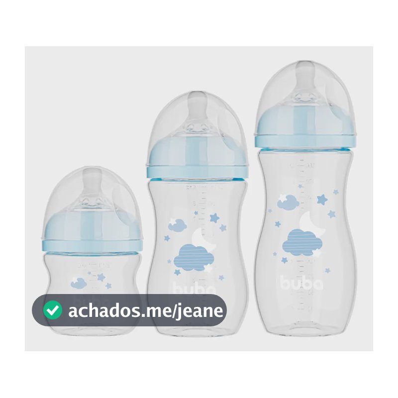 Mamadeiras Buba Kit 3 Mamadeiras Easy Flow Cor Azul bico petala