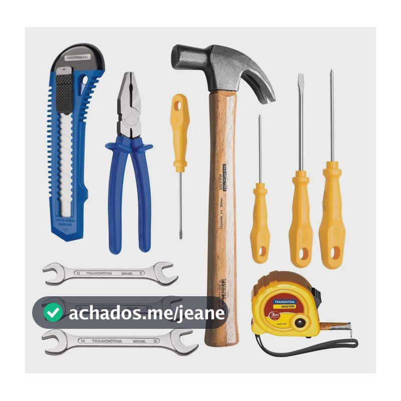 Kit de Ferramentas com Martelo Trena Alicate Estilete Chaves de Fenda e Chaves Fixas 11 peças Tramontina