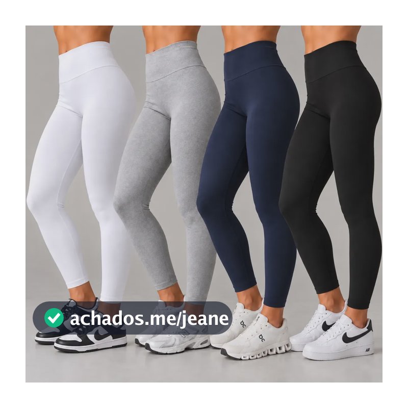 Kit 4 Calças Legging Feminina Algodão Elastano Cintura Alta Única G