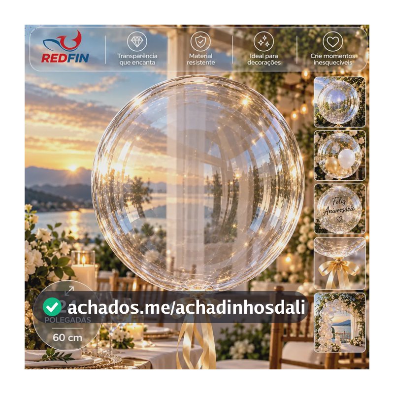 Balão Bubble Bobo 24 Polegadas Transparente 50un Balão De Festa Balao Grande Transparente Balão Cha Revelacao Balao De Formatura Balao Para Pendurar Balao Para Festa E Casamento Redfin