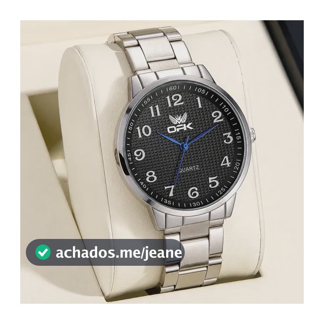 Opk Relogio Masculino Quartzo Aço Simples Preto  6008 Prateado Preto