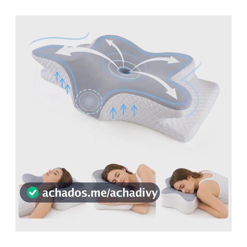 Travesseiro Cervical Pluma Negra Viscoelástico com Memória e Suporte Ergonômico para Pescoço