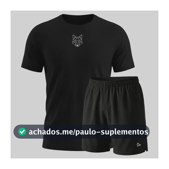 Kit Bermuda Lobo+camiseta Lobo Dry Fitness Academia Alpha