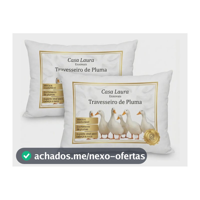 Travesseiro Macio Branco Casa Laura Enxovais Pluma De Ganso Sintético Premium Hipoalergênico Eco Sustentavel Alto Confortável