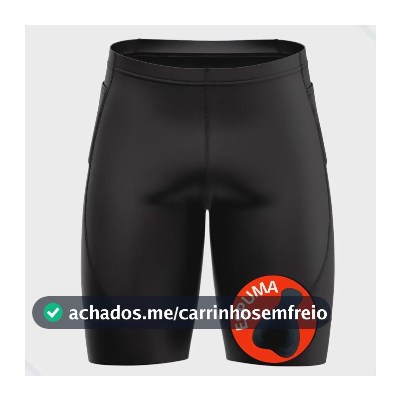 Bermuda Ciclismo Masculina Spinning Bolso Lateral Preta Bike Preto Liso Eg