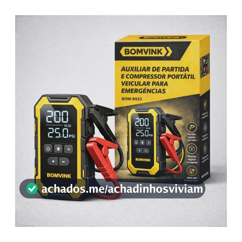 Auxiliar De Partida Compressor De Ar Portátil Carro Pneu Preto/amarelo 12 60 Bifásica