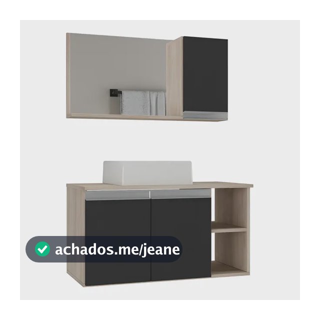 Gabinete Armário Banheiro Virtus 80cm - Puxador Alumínio