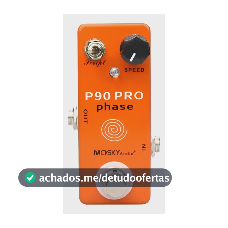 Pedal Phaser Mosky P90 PRO Phase Guitarra Laranja com Script e Speed
