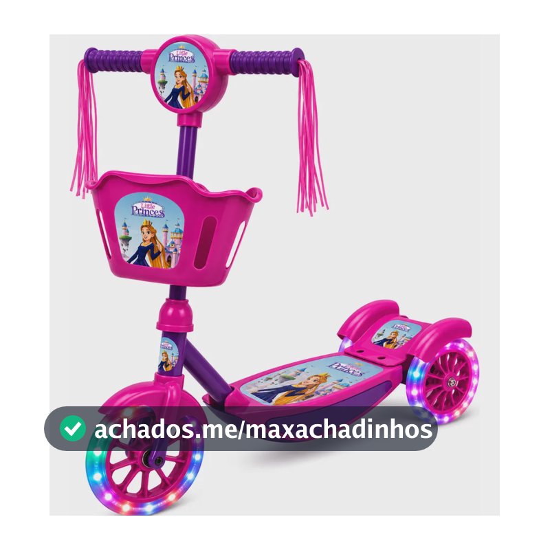 Patinete 3 Rodas Infantil Musical Com Luzes E Cesta