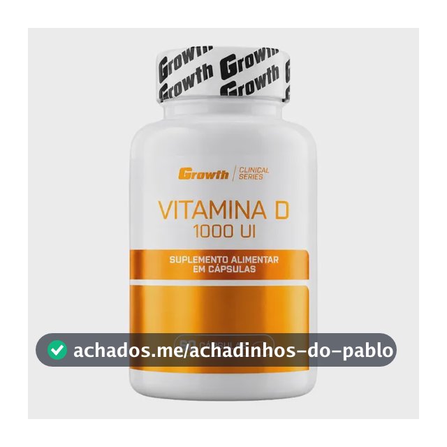 Vitamina D 1000ui 60 Caps Growth Supplements - Sem Sabor Sem Sabor