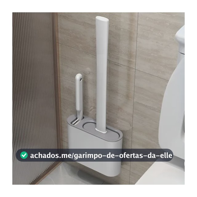 Escova De Silicone Para Vaso Sanitário 2 Em 1 Base De Banheiro Branco Preto