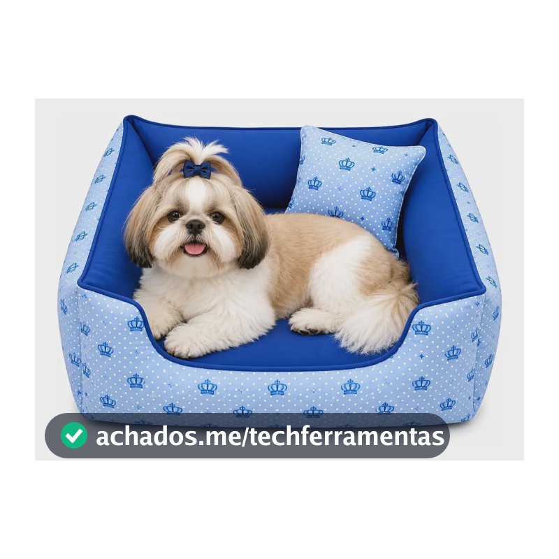 Cama Para Cachorro Caminha Pet Com Até 10 Kg Tam M 60x60 Cor azul coroa