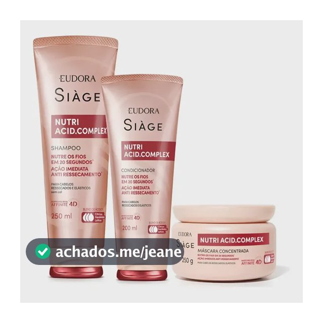 Kit 3 Siàge Nutri Acid Complex Shampoo Condicionador Máscara