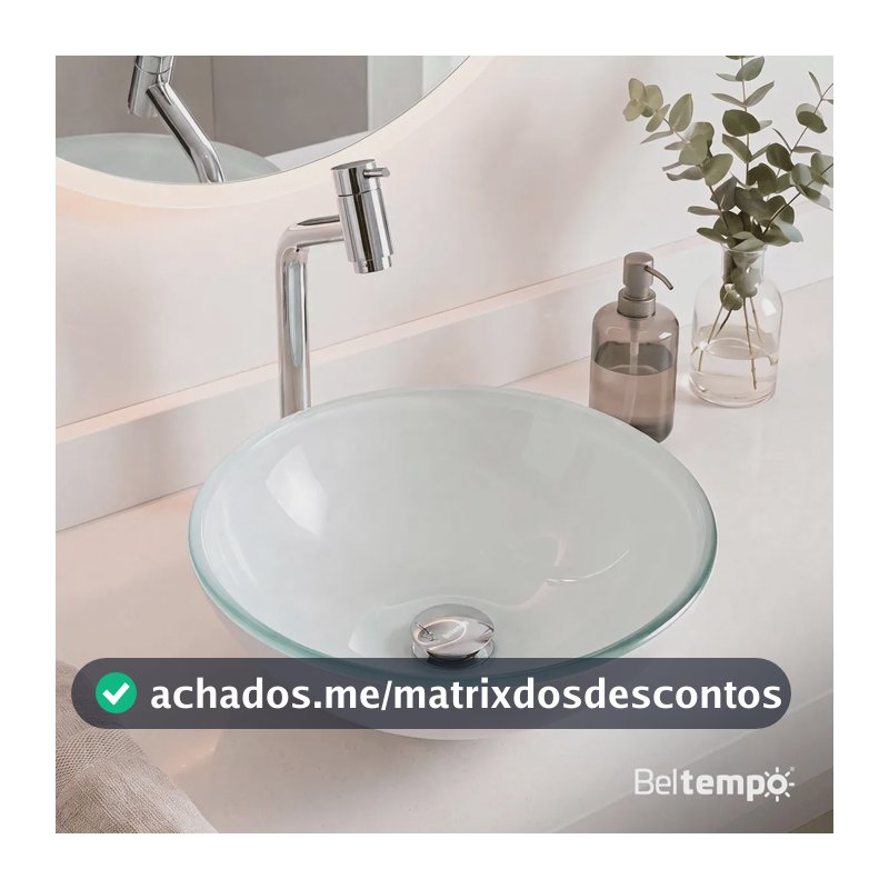 Cuba Pia De Apoio Sobrepor Vidro Redonda 30 cm Branca Banheiro Lavabo Beltempo Bt-4030