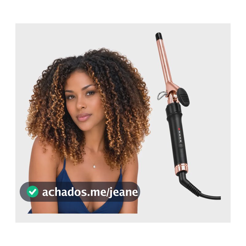 Modelador De Cachos Finos 9mm Rose Gold E Preto 127/220v