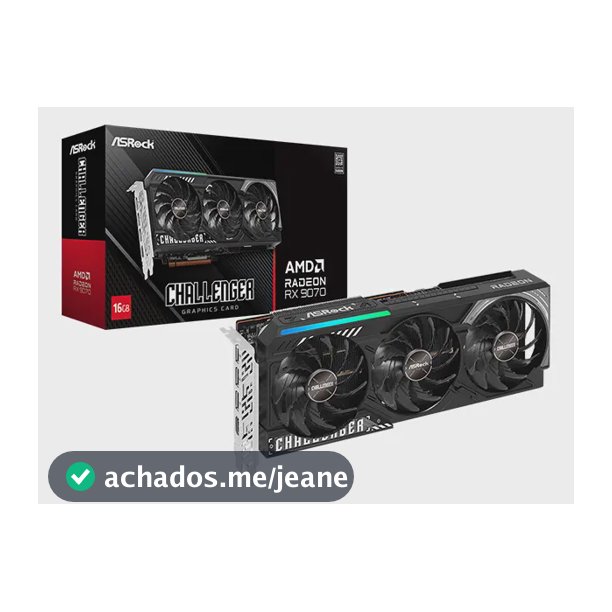 Placa de Vídeo ASRock RX 9070 Challenger AMD Radeon, LED, 16GB, GDDR6, FidelityFX, RDNA - 90-GA5NZZ-00UANF