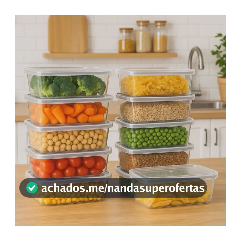 Kit 10 Potes 500ml Bpa Free Freezer Microondas Reutilizável Transparente