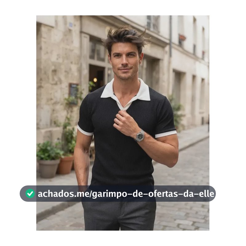 Camisa Polo Masculina Canelada Premium Slim Fit Old Money Preto Gg