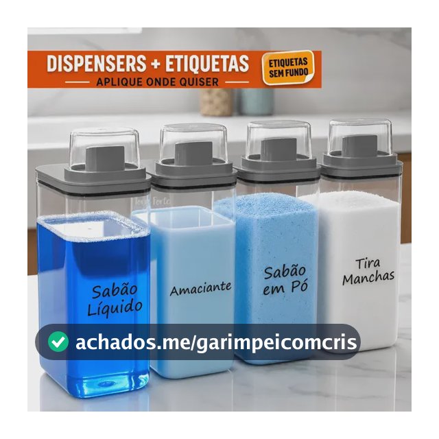 Kit 4 Dispenser Porta Sabão Organizador Lavanderia Hermético