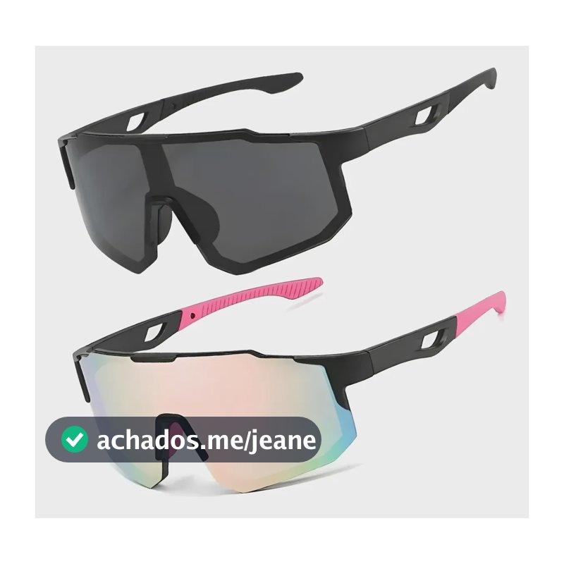 Óculos De Sol Polarizado Feminino Masculino Ciclismo Rosa E Preto