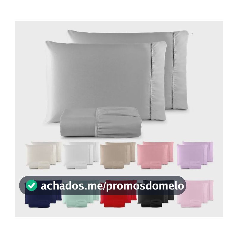 Jogo De Lençol Casal Padrão 3 Pçs 400 Fios C/ Elástico Hotel Cinza